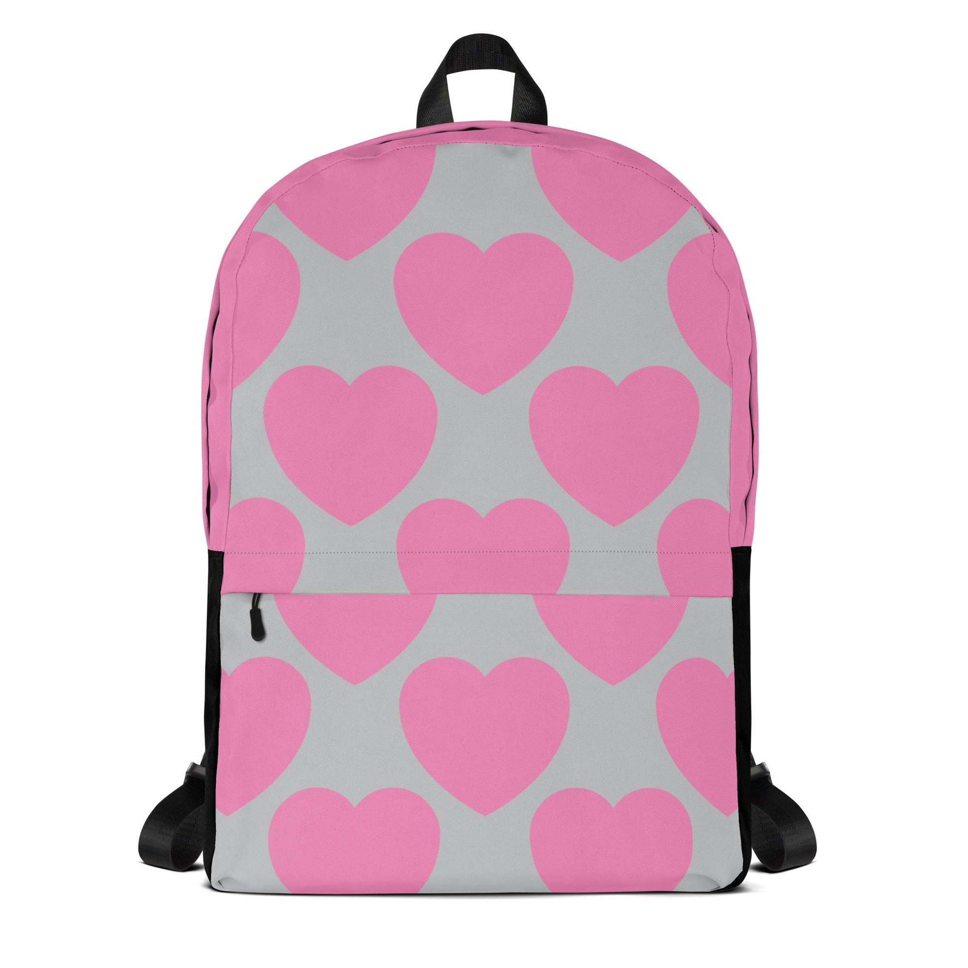 Backpack - ELLIE LOVE pink grey - Bold heart print Default Title