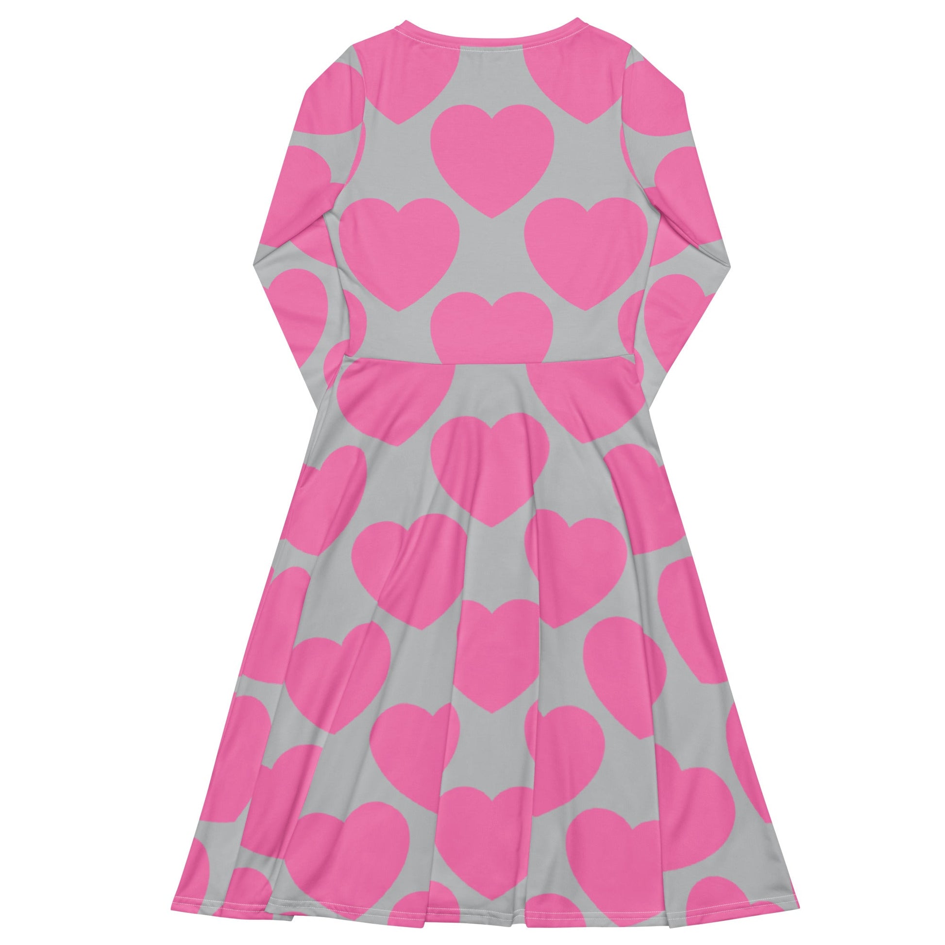 Midi Dress - ELLIE LOVE pink grey - Bold Heart Print