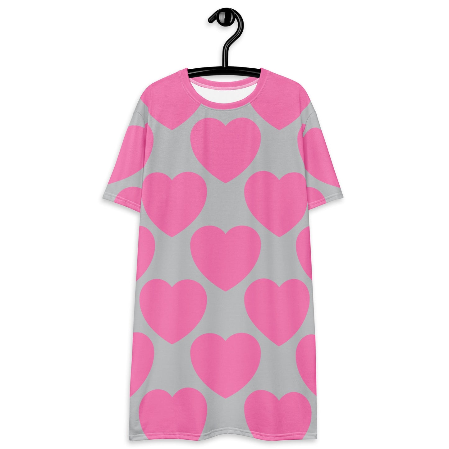 T-Shirt Dress - ELLIE LOVE pink grey - Bold Heart Print