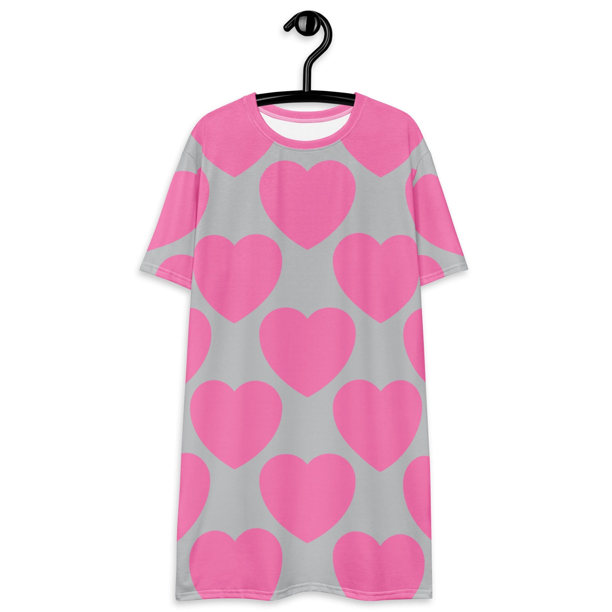 T-Shirt Dress - ELLIE LOVE pink grey - Bold Heart Print