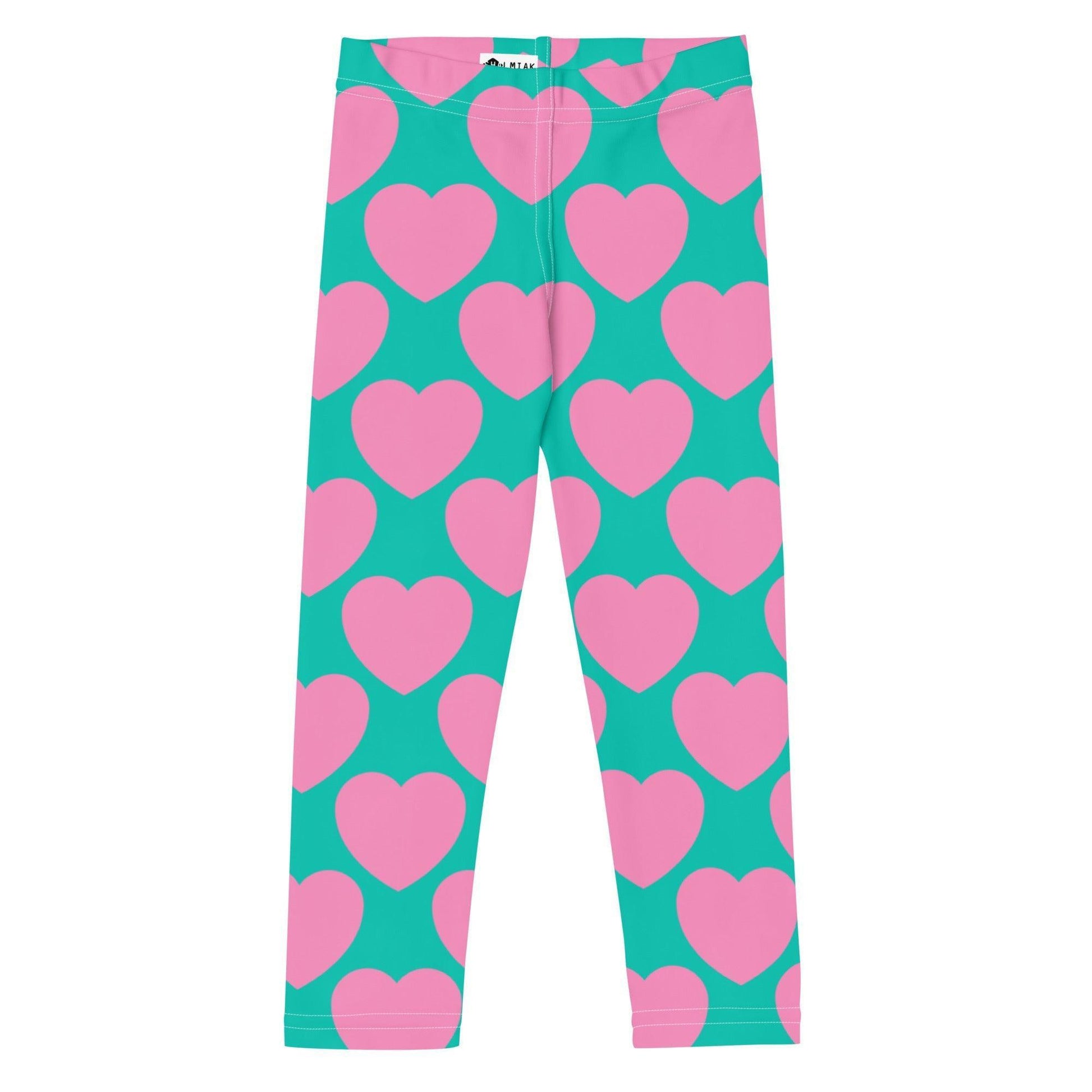 Kids' Leggings -2- ELLIE LOVE pink mint - Bold Heart Print