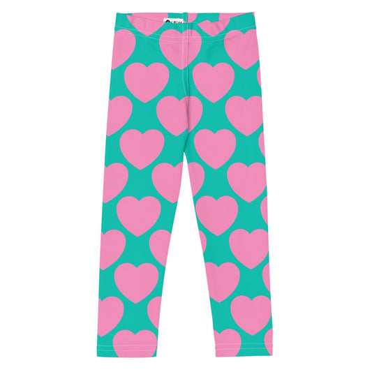 Kids' Leggings -2- ELLIE LOVE pink mint - Bold Heart Print