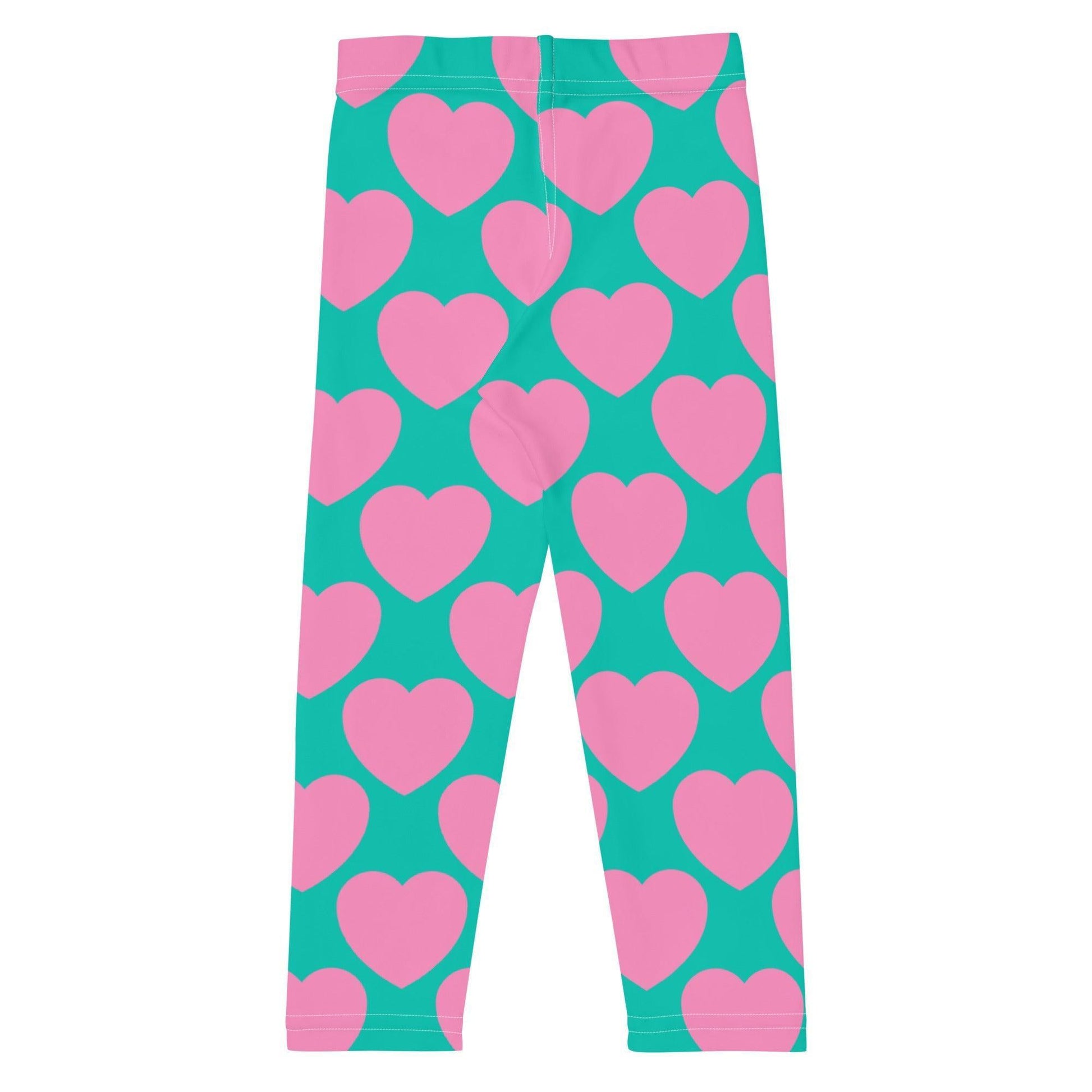 Kids' Leggings -2- ELLIE LOVE pink mint - Bold Heart Print
