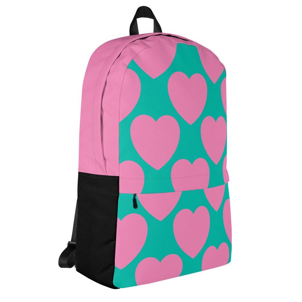 Backpack - ELLIE LOVE pink mint - Bold heart print