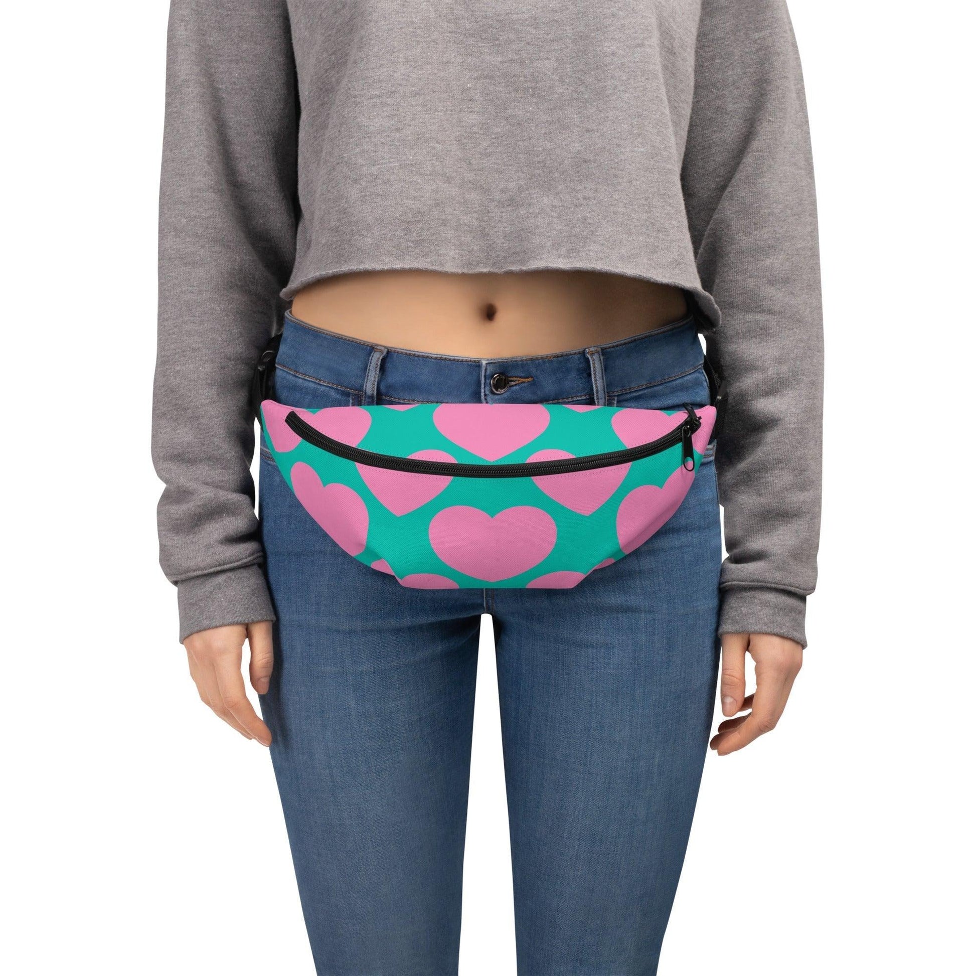 Fanny Pack - ELLIE LOVE pink mint - Bold Heart Print