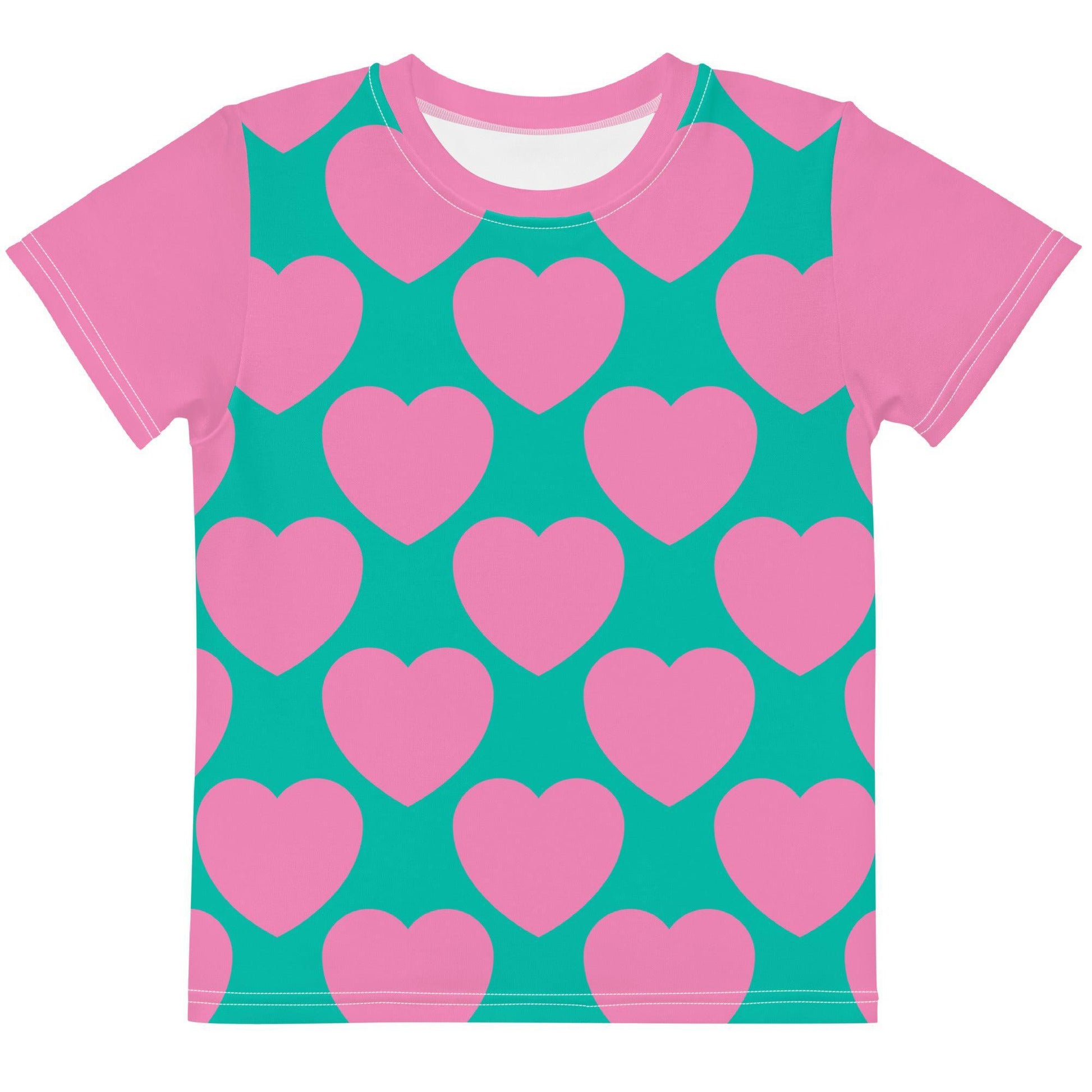 Kids' T-Shirt - ELLIE LOVE pink mint - Bold Heart Print