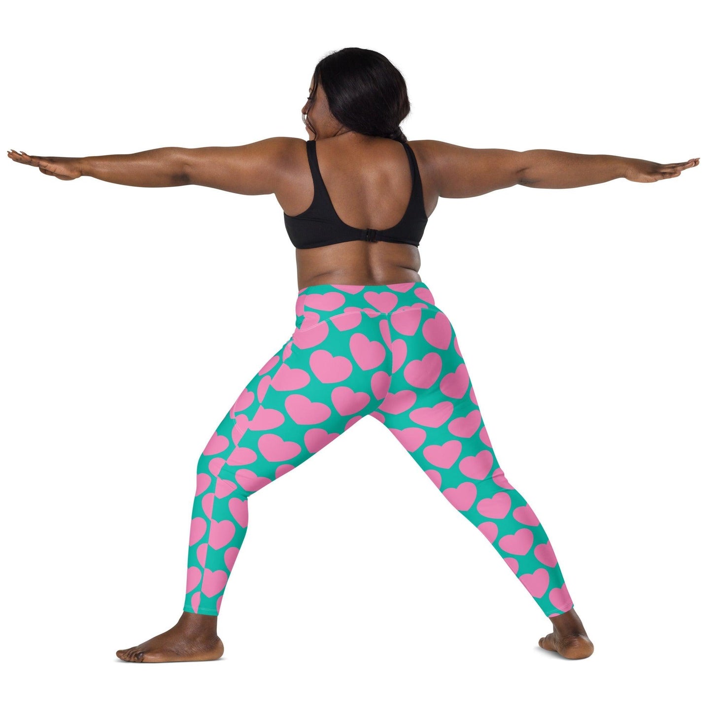 Leggings with pockets - ELLIE LOVE pink mint - Bold heart print