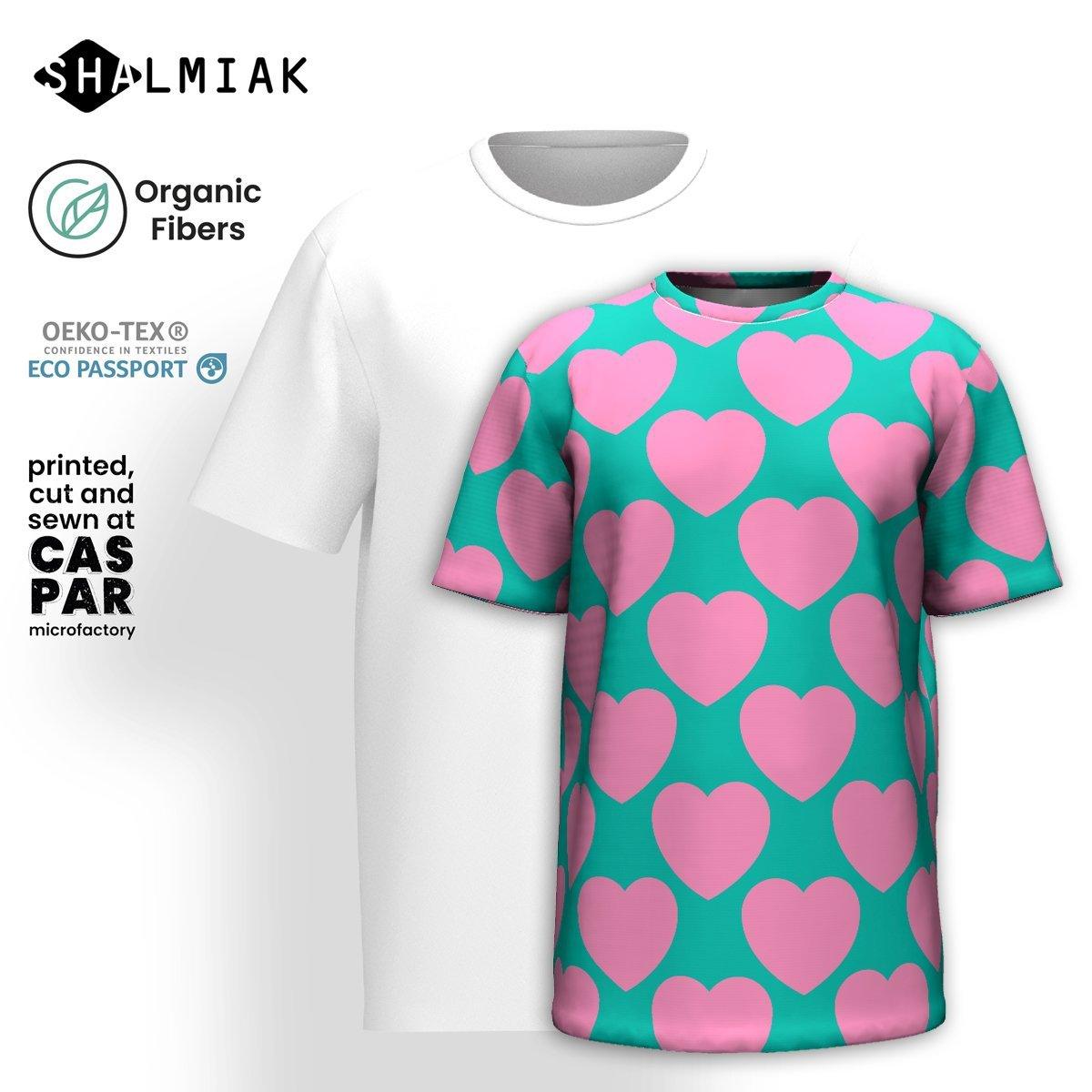 Organic cotton t-shirt - ELLIE LOVE pink mint - Bold heart print