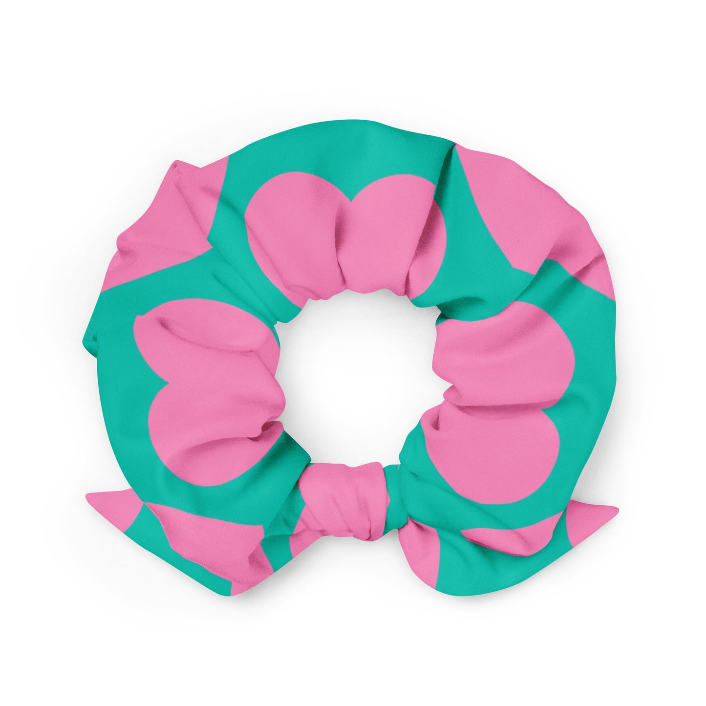 Scrunchie - ELLIE LOVE pink mint - Bold heart print