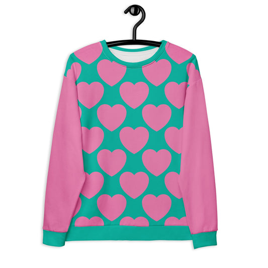 Sweatshirt - ELLIE LOVE pink mint - Bold Heart Print