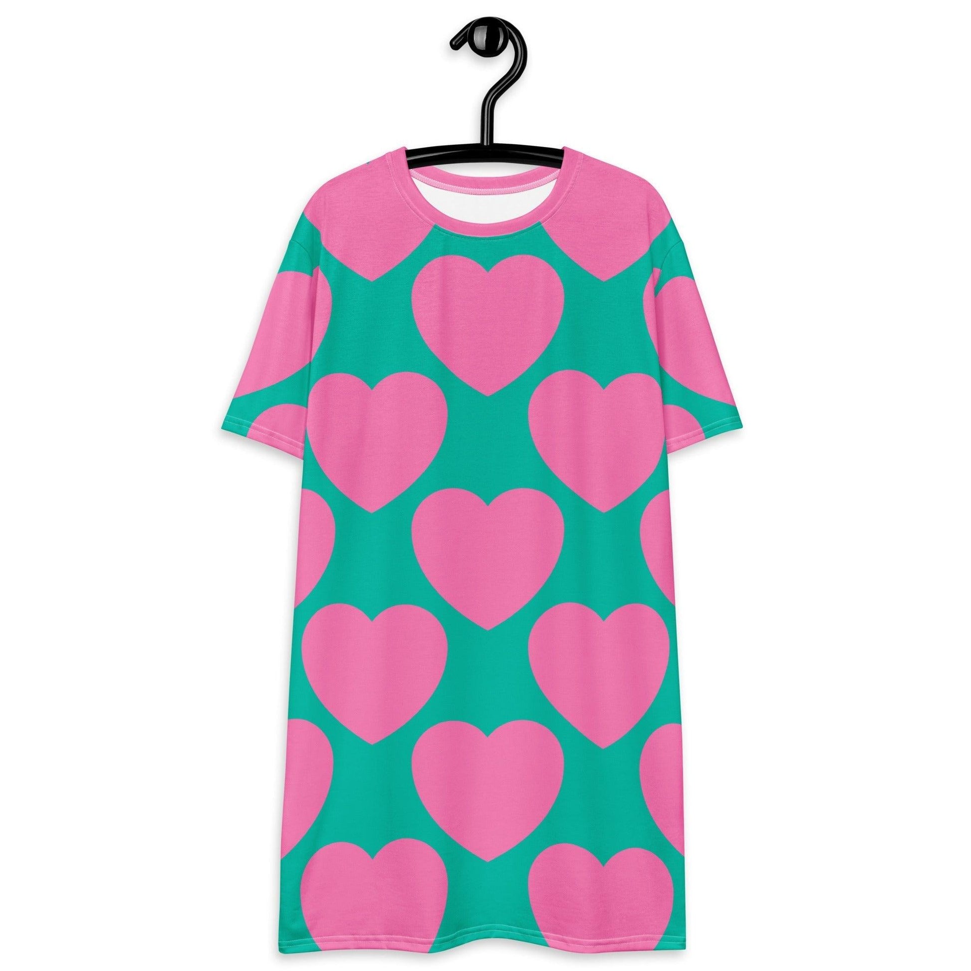 T-Shirt Dress - ELLIE LOVE pink mint - Bold Heart Print