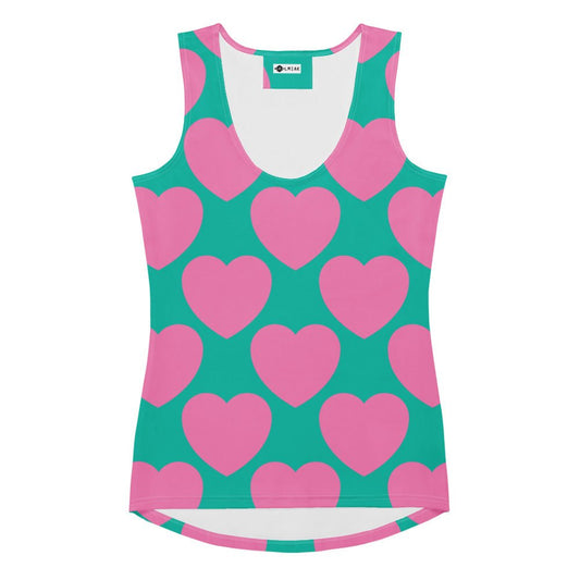 Tank top - ELLIE LOVE pink mint - Bold heart print