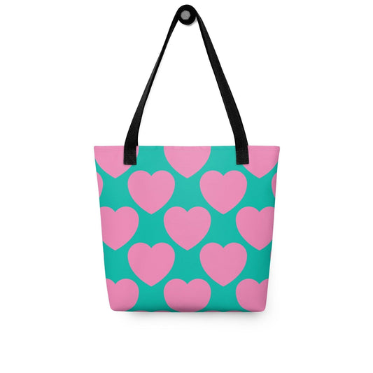 Tote Bag - ELLIE LOVE pink mint - Bold Heart Print