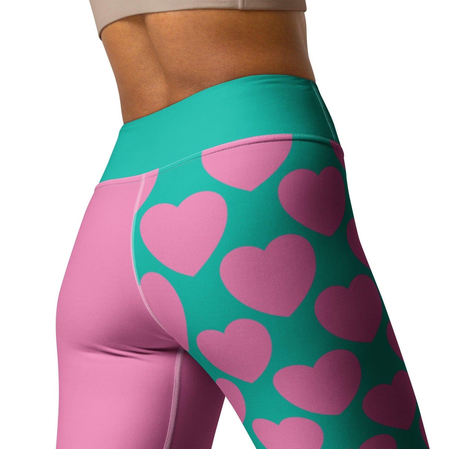 Yoga Leggings - ELLIE LOVE pink mint - Bold Heart Print