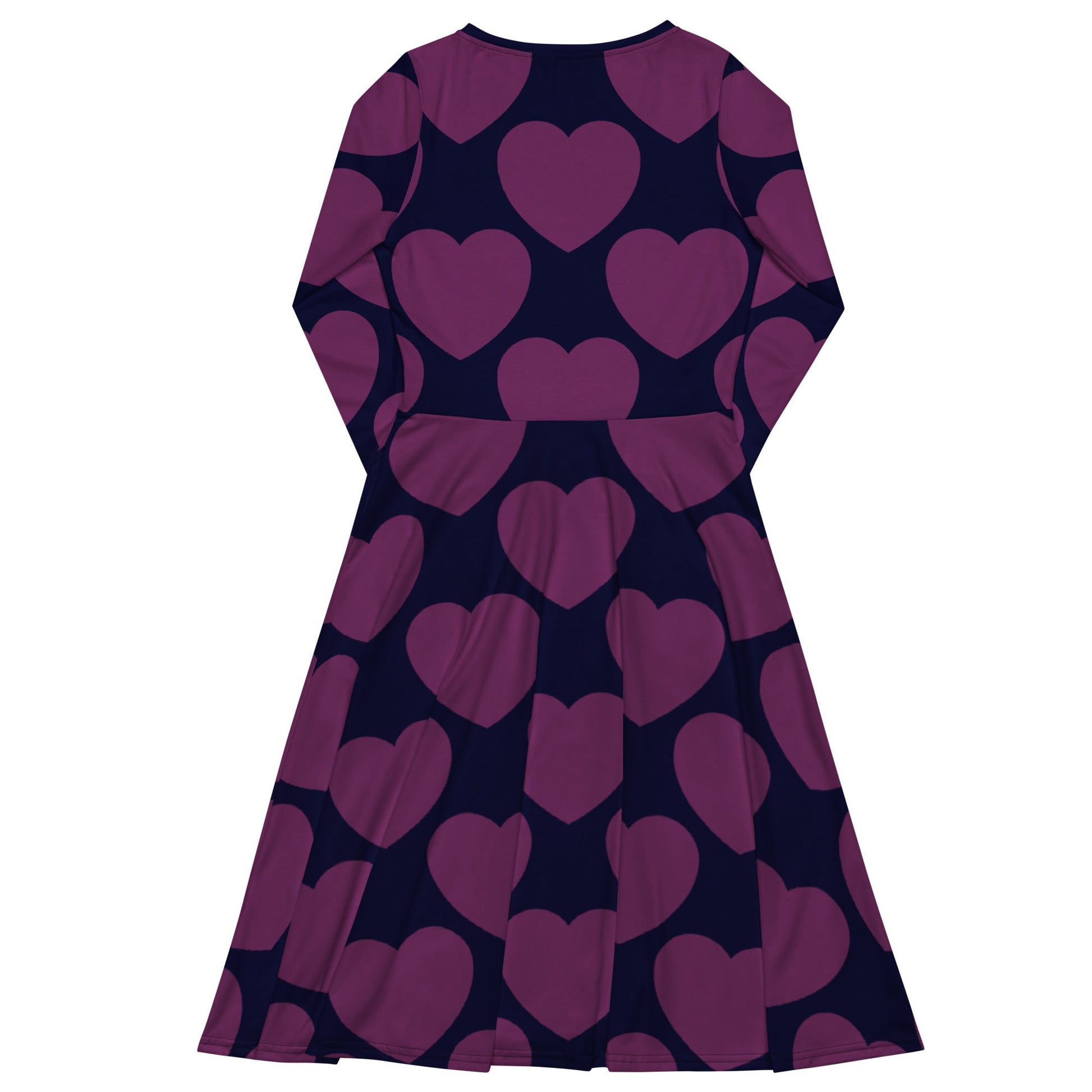 Midi Dress - ELLIE LOVE plum - Bold Heart Print