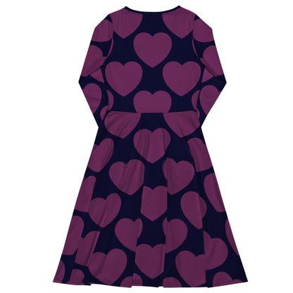 Midi Dress - ELLIE LOVE plum - Bold Heart Print