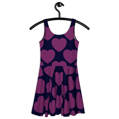 Skater Dress - ELLIE LOVE plum - Bold Heart Print