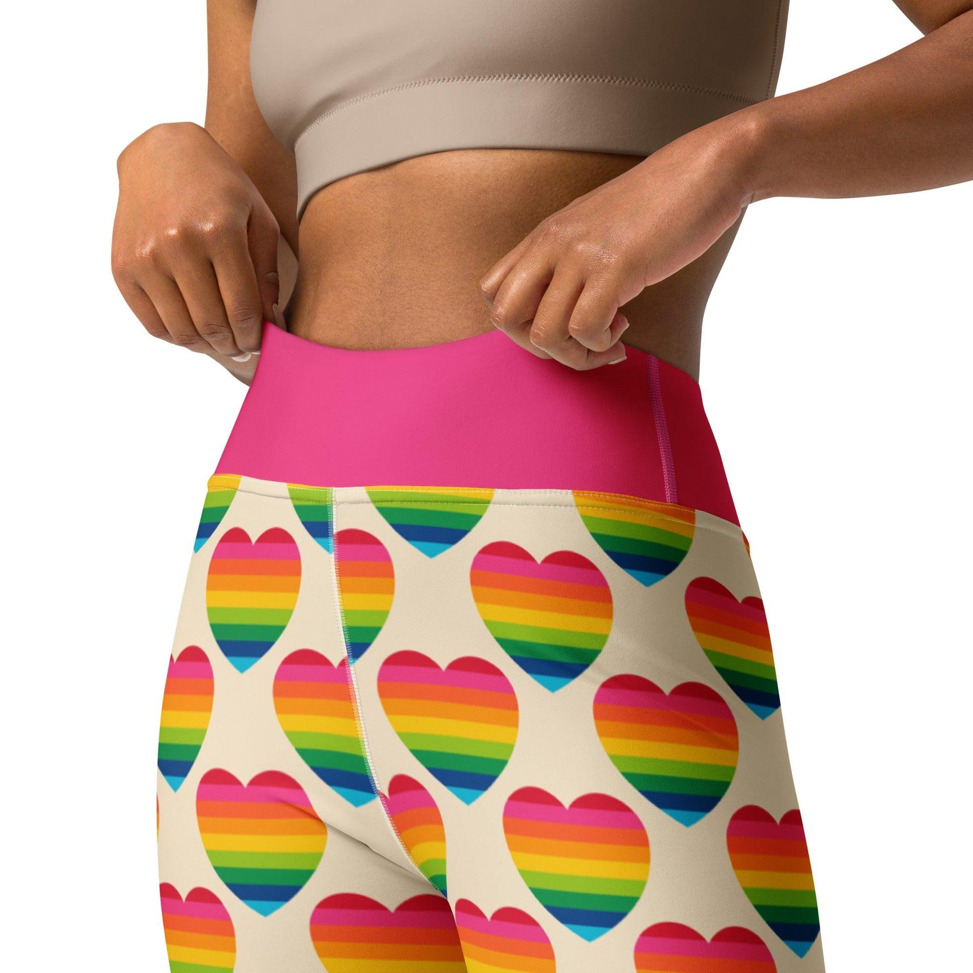 Yoga Leggings -2- ELLIE LOVE rainbow - Bold Heart Print