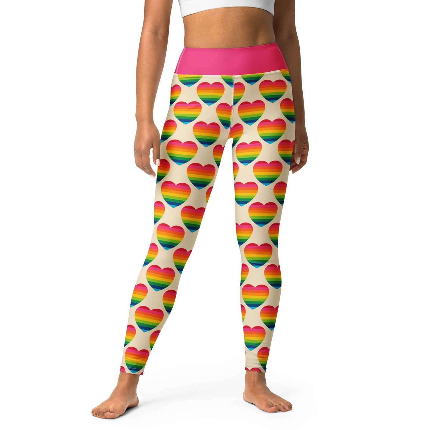 Yoga Leggings -2- ELLIE LOVE rainbow - Bold Heart Print