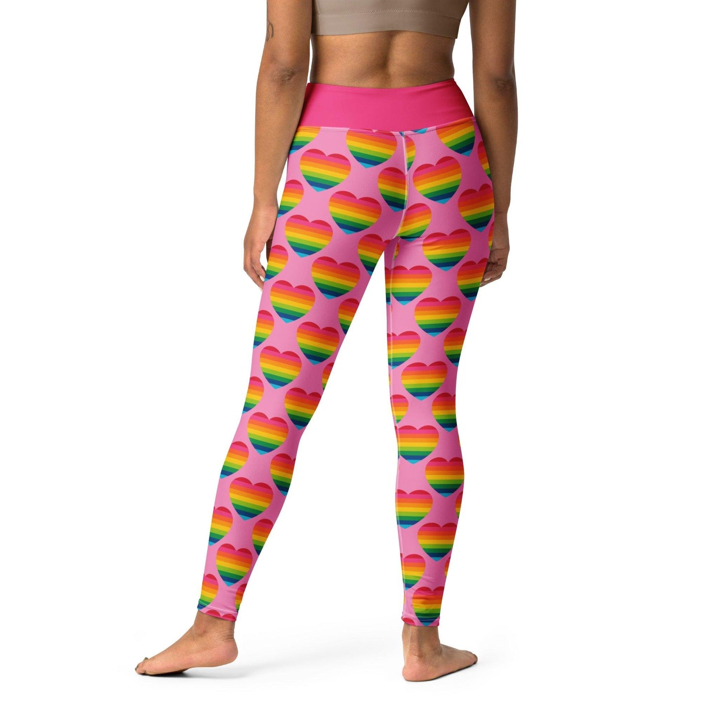 Yoga Leggings -2- ELLIE LOVE rainbow pink - Bold Heart Print