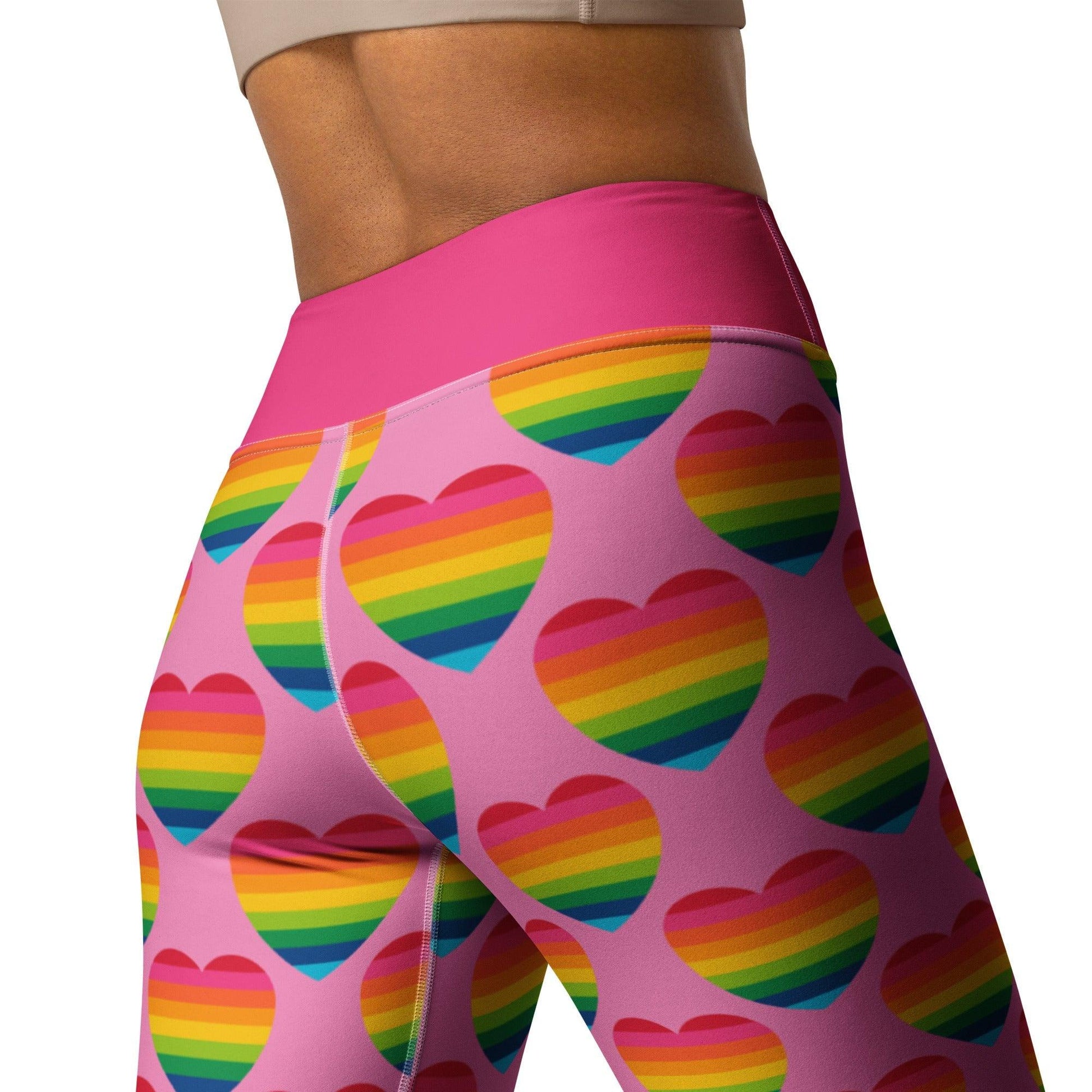 Yoga Leggings -2- ELLIE LOVE rainbow pink - Bold Heart Print