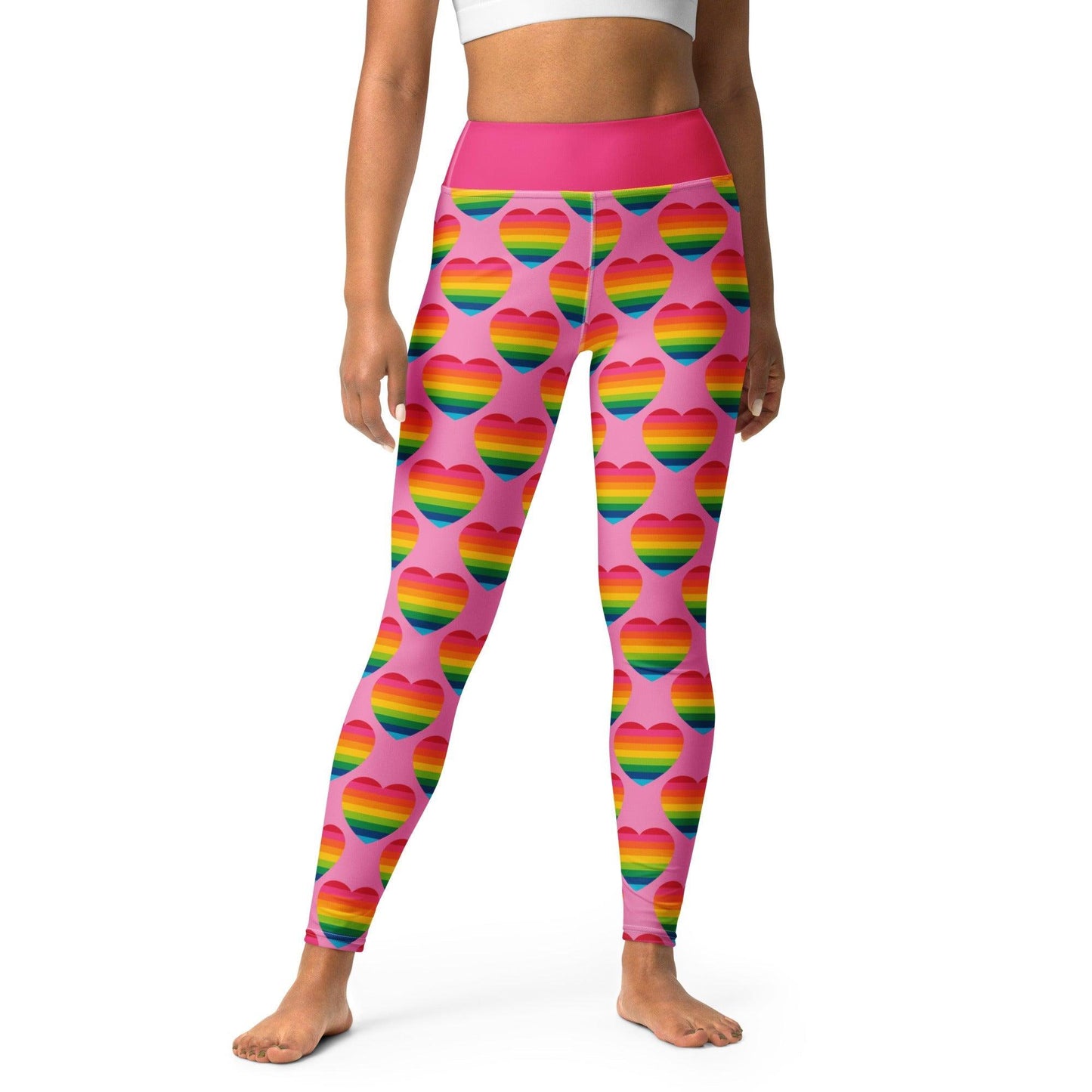 Yoga Leggings -2- ELLIE LOVE rainbow pink - Bold Heart Print