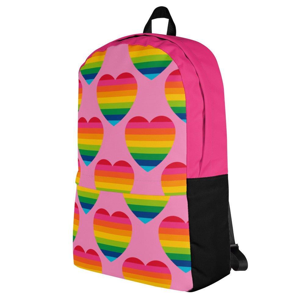 Backpack - ELLIE LOVE rainbow pink - Bold Heart Print