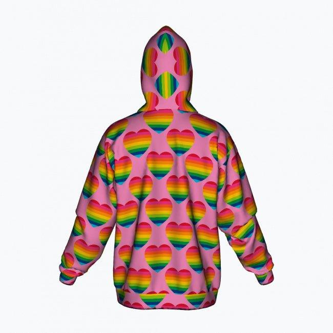 Cotton Zipper Hoodie - ELLIE LOVE rainbow pink - Bold Heart Print