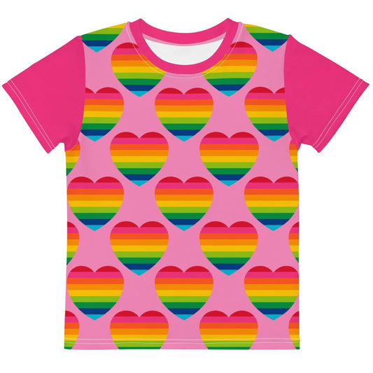 Kids' T-Shirt - ELLIE LOVE rainbow pink - Bold Heart Print
