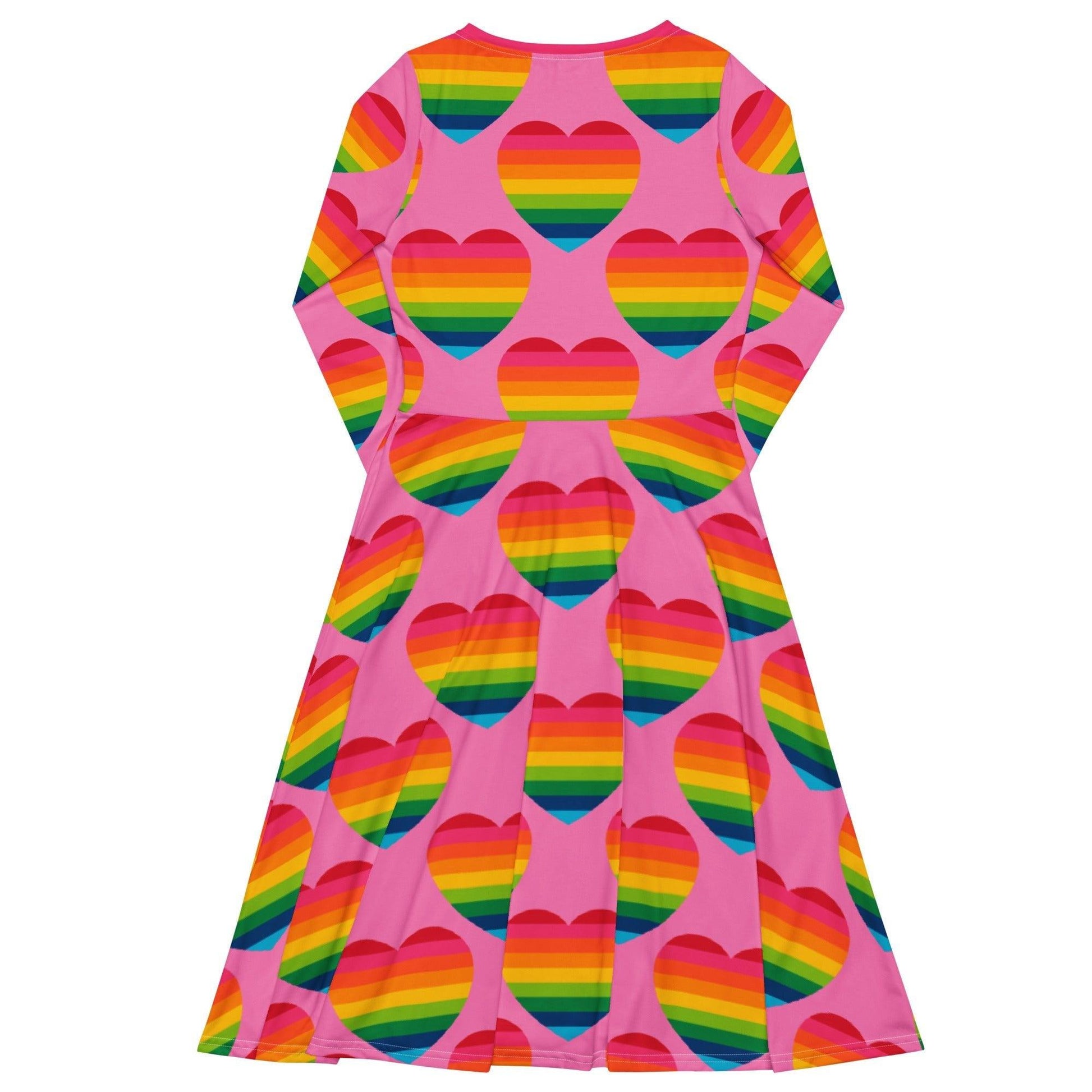 Midi Dress - ELLIE LOVE rainbow pink - Bold Heart Print
