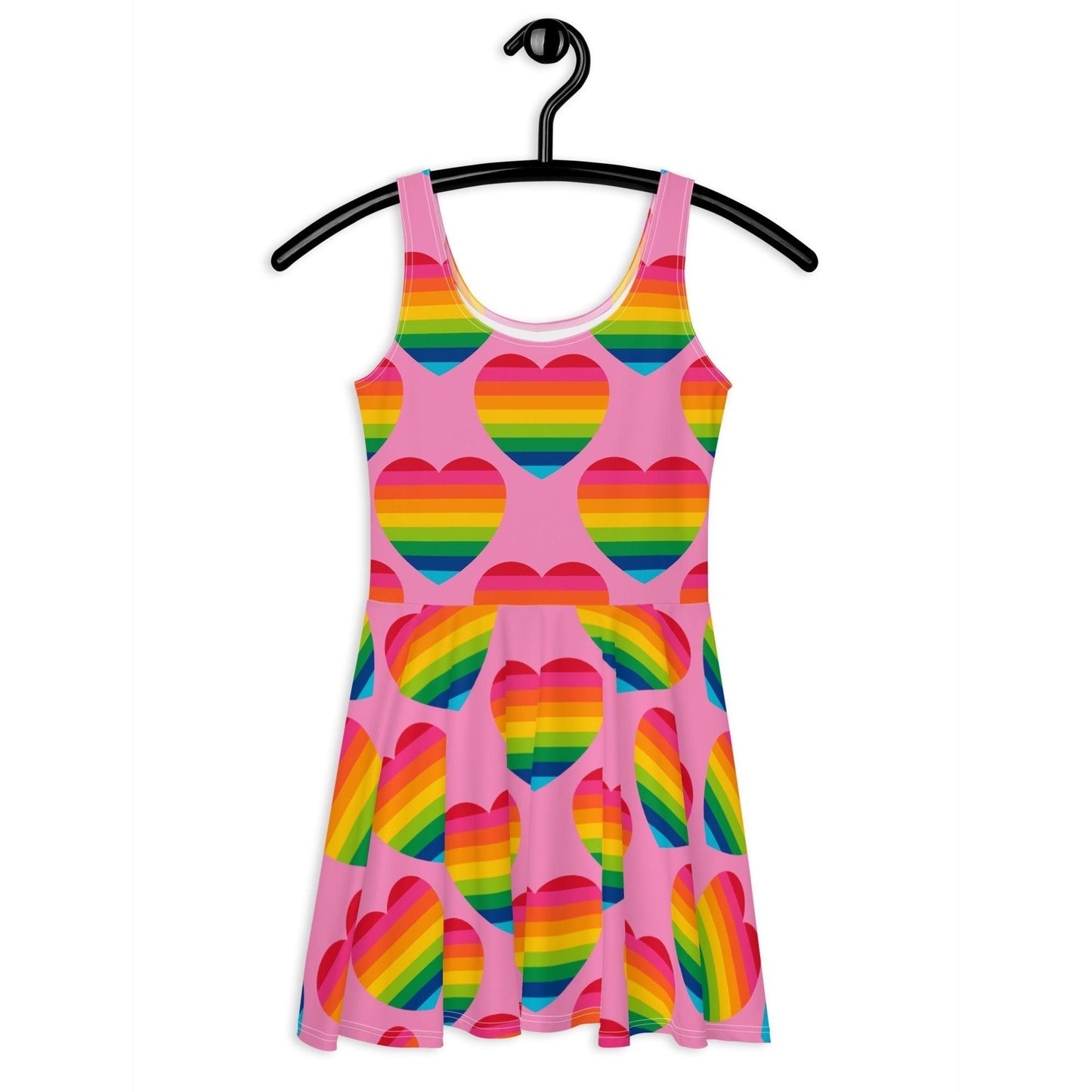Skater Dress - ELLIE LOVE rainbow pink - Bold Heart Print