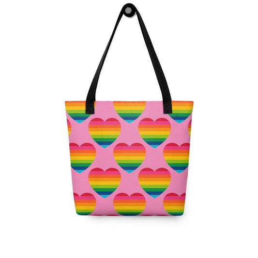 Tote Bag - ELLIE LOVE rainbow pink - Bold Heart Print