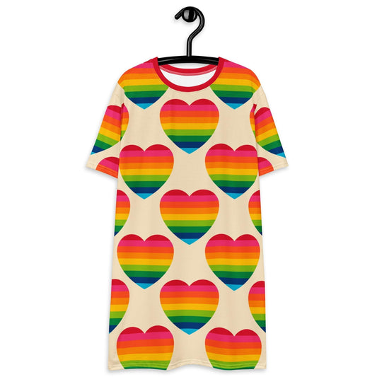 T-Shirt Dress - ELLIE LOVE rainbow - Bold Heart Print