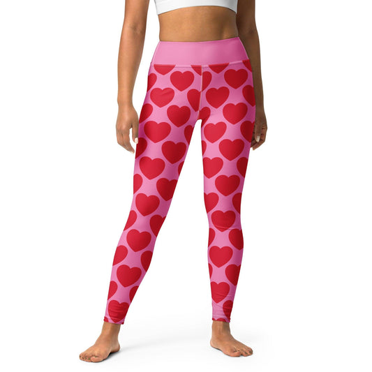 Yoga Leggings -2- ELLIE LOVE red - Bold Heart Print