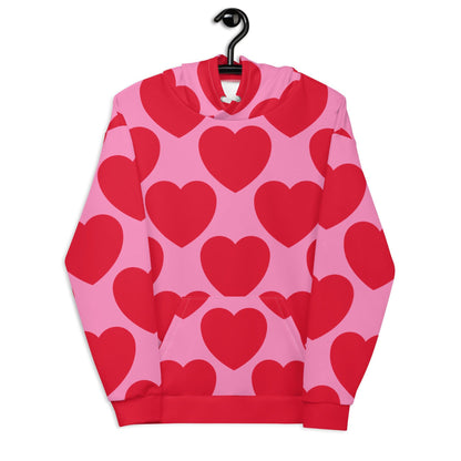 Hoodie - ELLIE LOVE red - Bold heart print 6XL