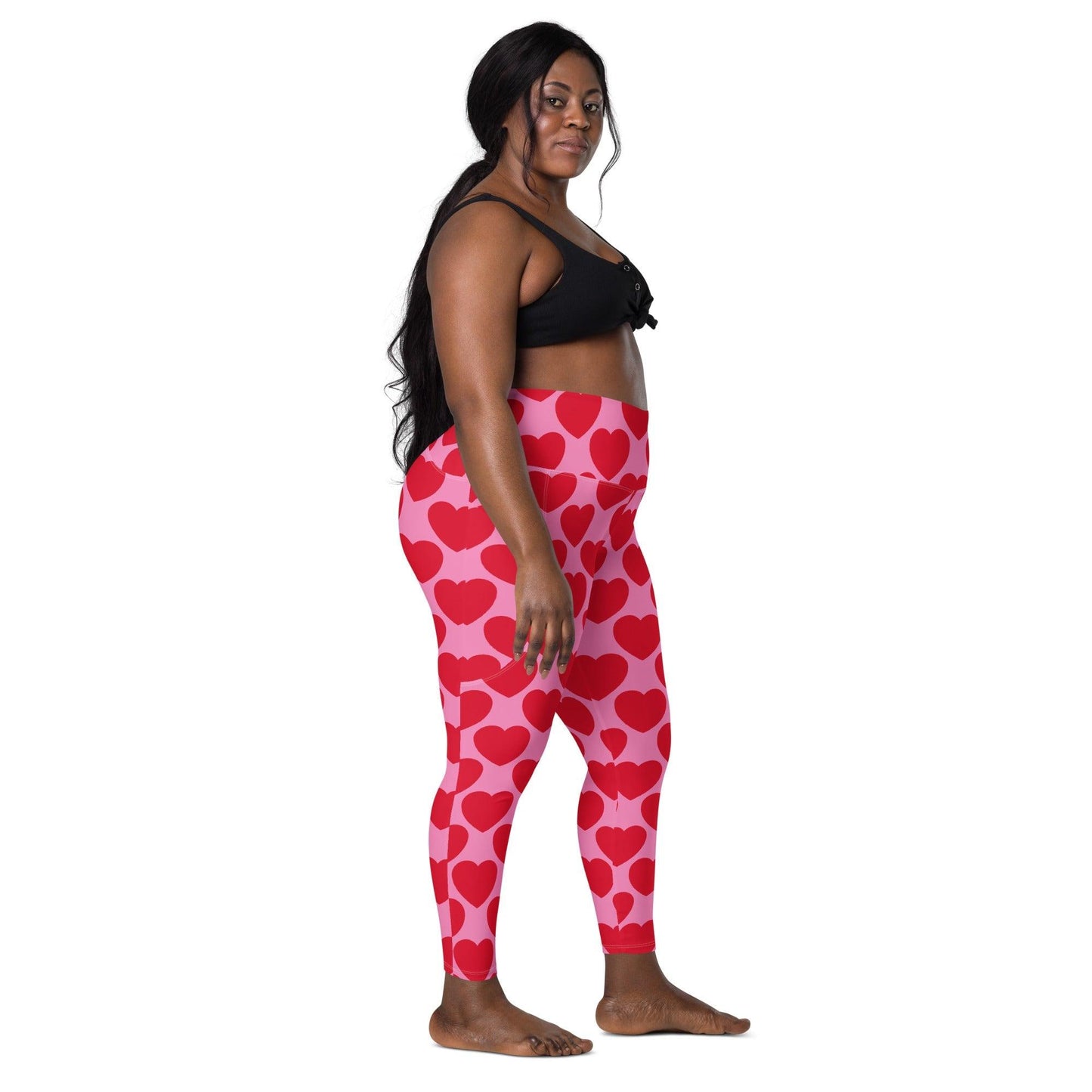 Leggings With Pockets - ELLIE LOVE red - Bold Heart Print