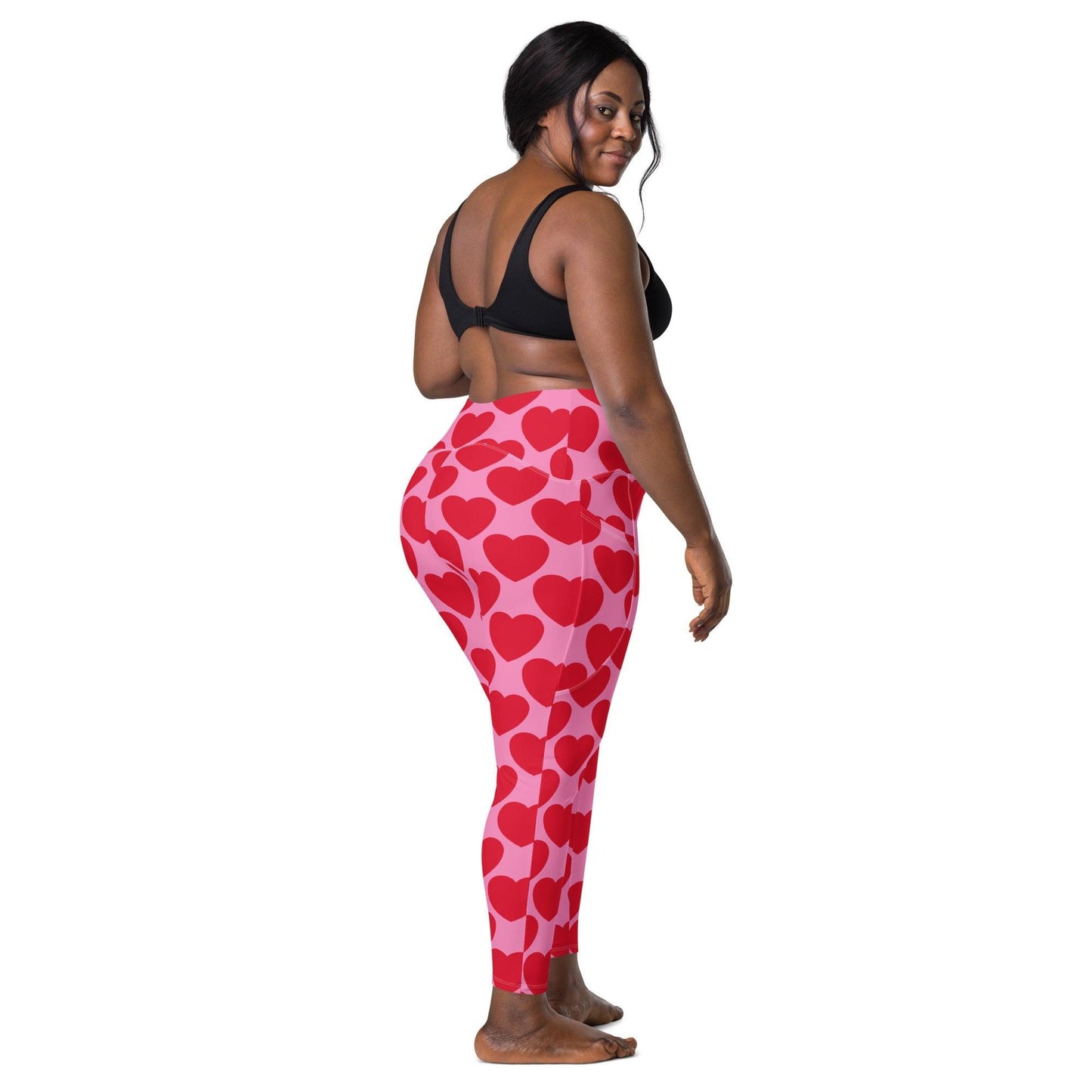 Leggings With Pockets - ELLIE LOVE red - Bold Heart Print