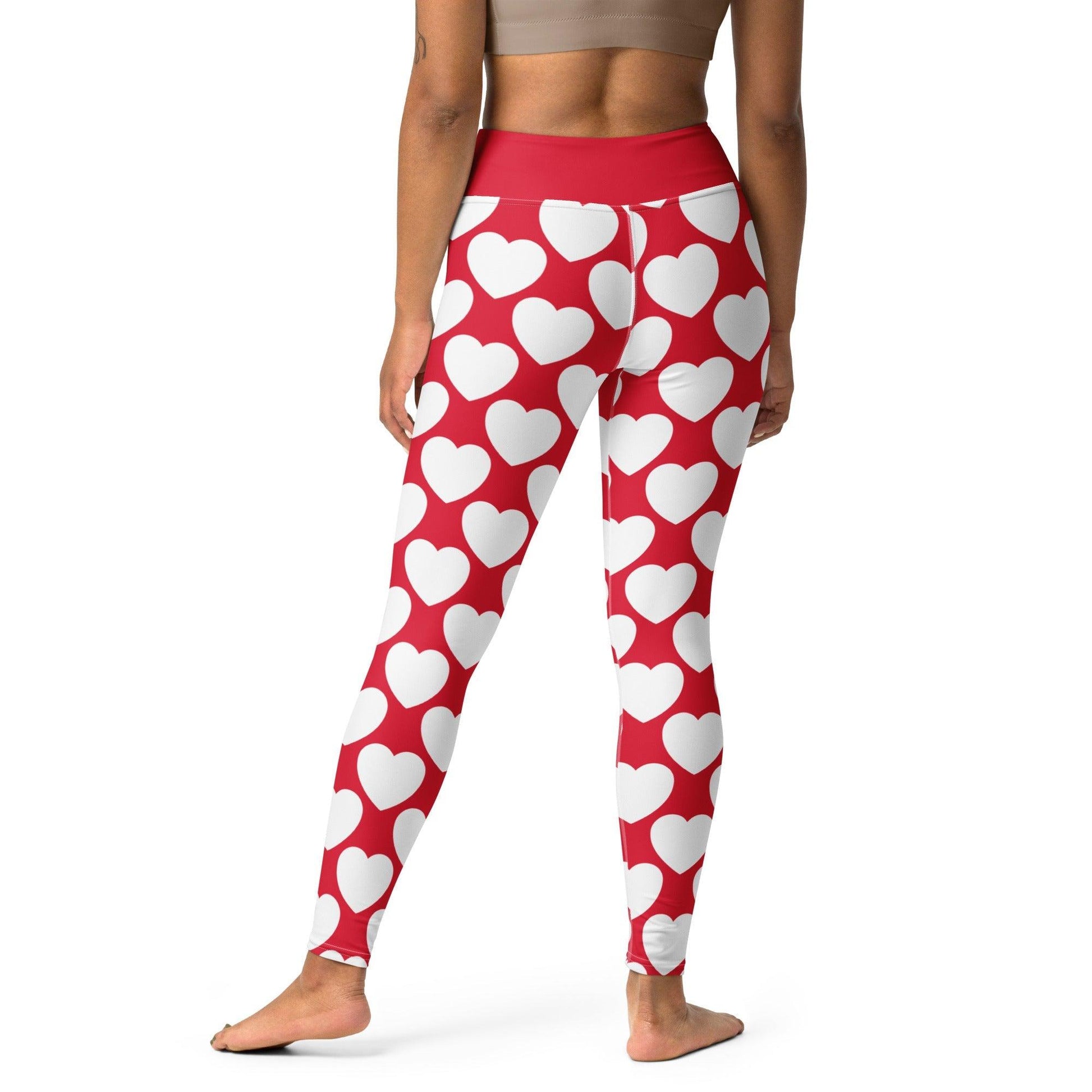 Bold Heart Print - ELLIE LOVE red white -2- Yoga Leggings