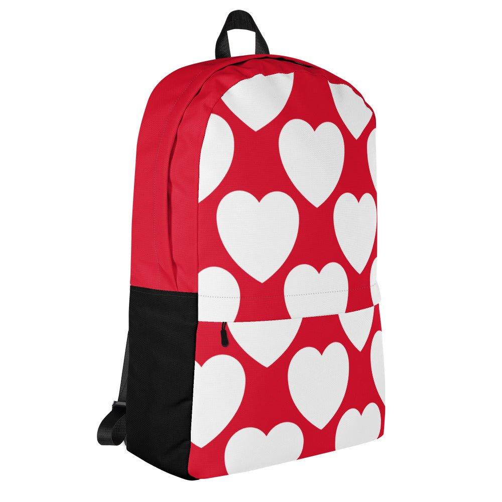 Backpack - ELLIE LOVE red white - Bold heart print