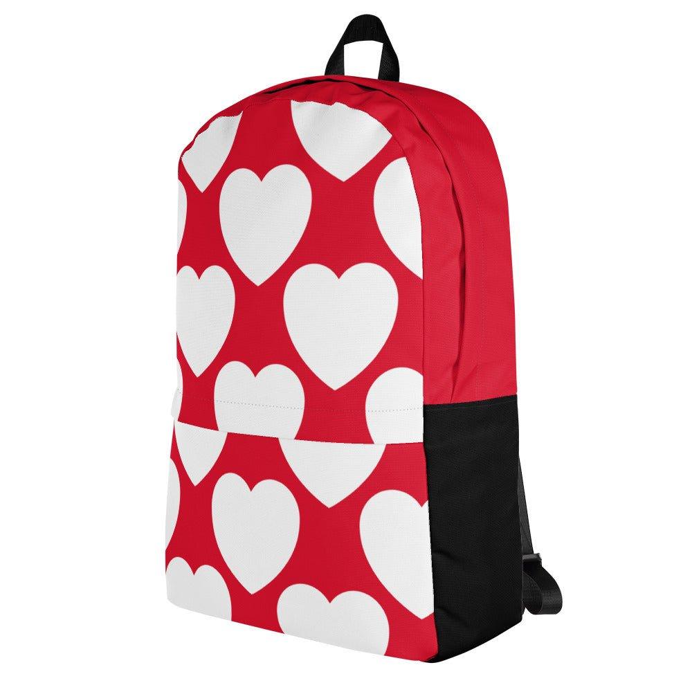 Backpack - ELLIE LOVE red white - Bold heart print
