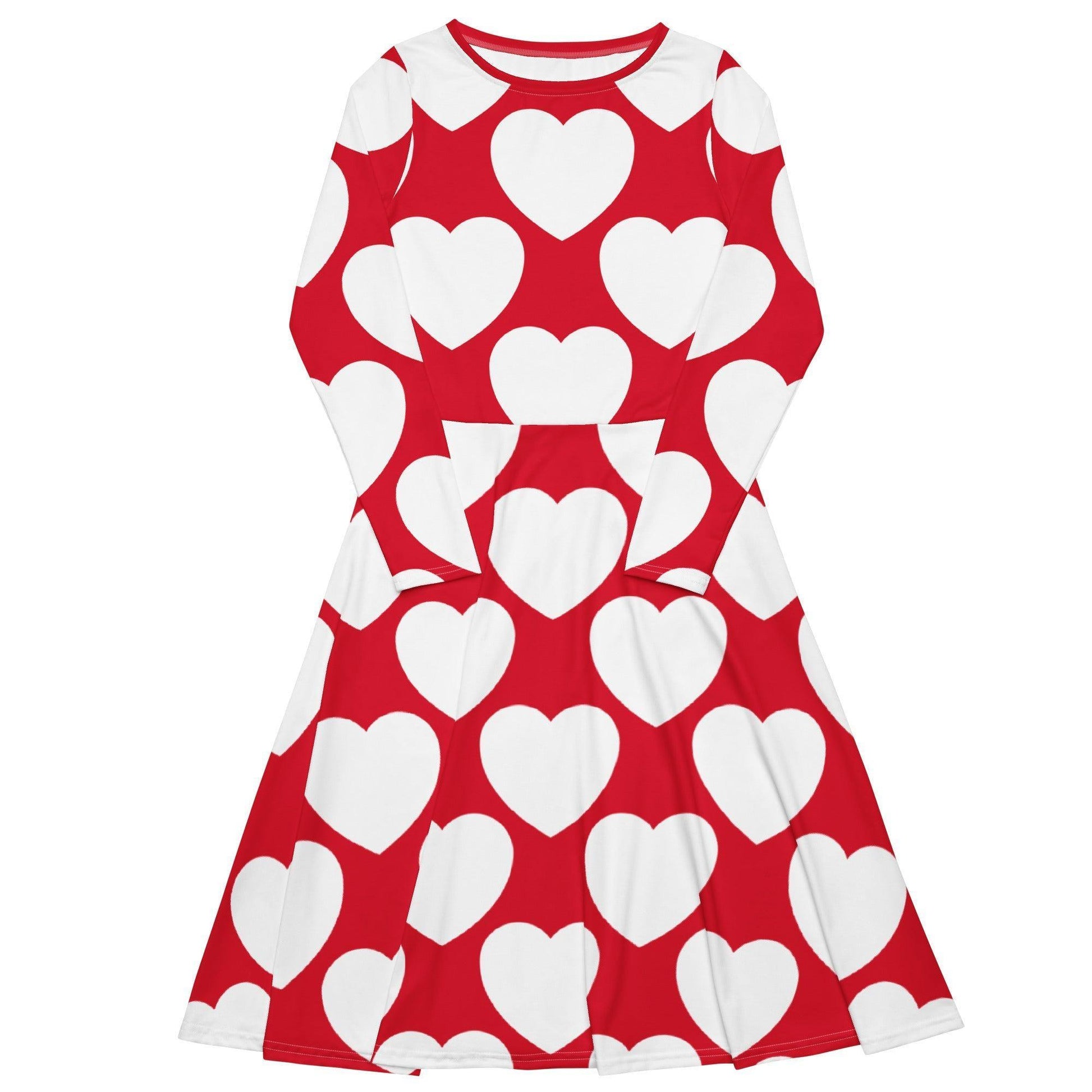 Midi Dress - ELLIE LOVE red white - Bold Heart Print