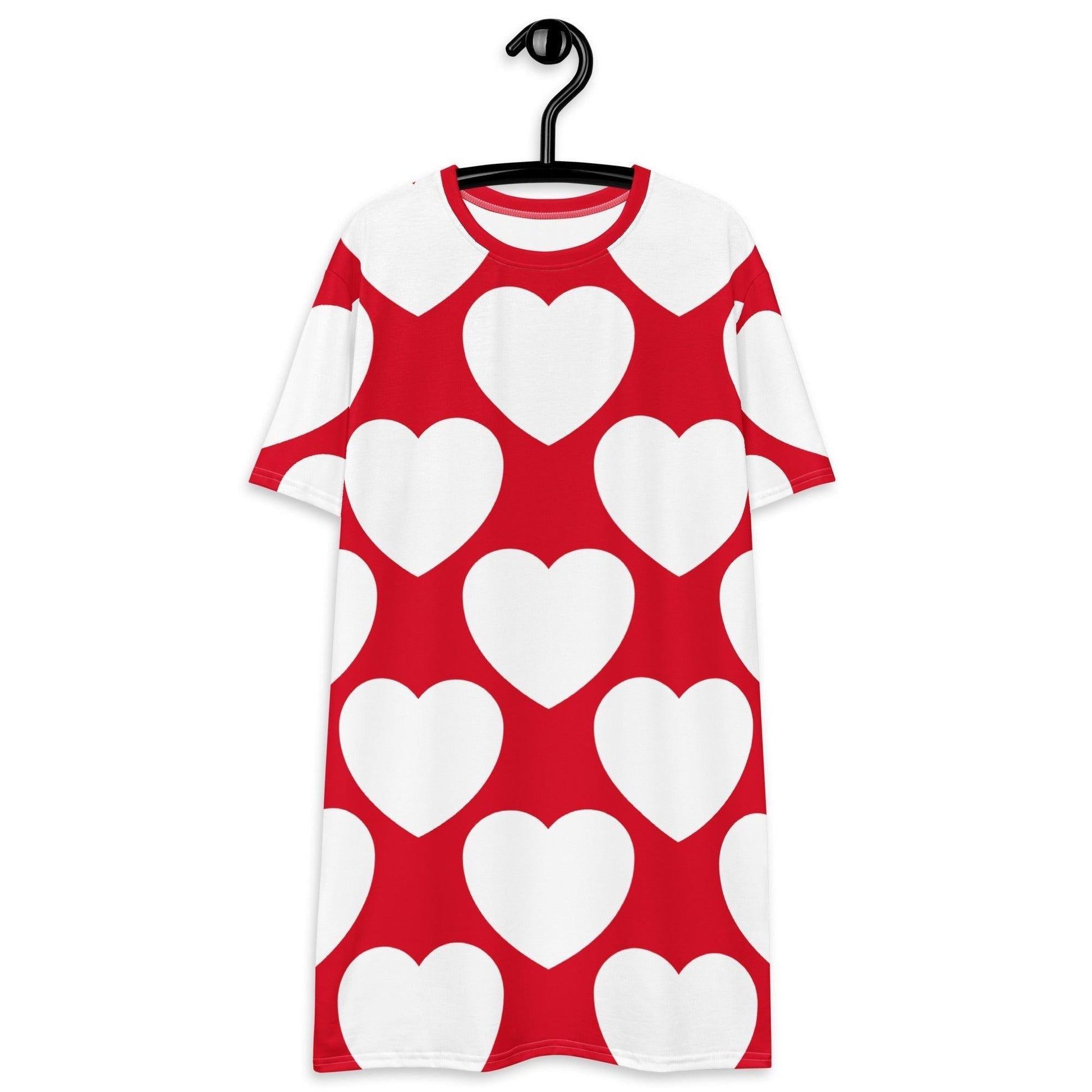 T-Shirt Dress - ELLIE LOVE red white - Bold Heart Print