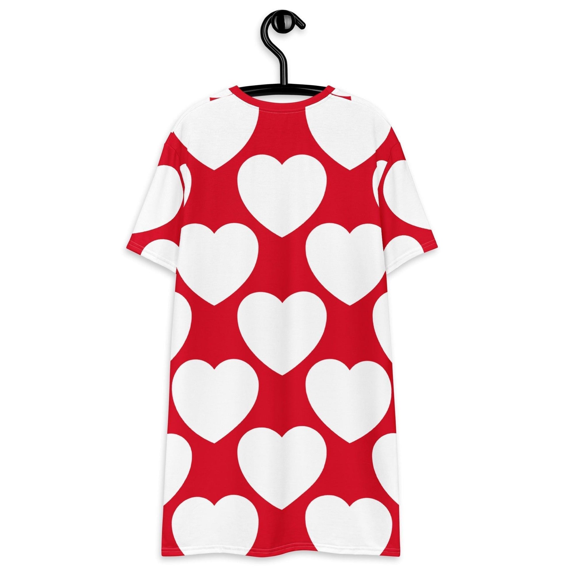 T-Shirt Dress - ELLIE LOVE red white - Bold Heart Print