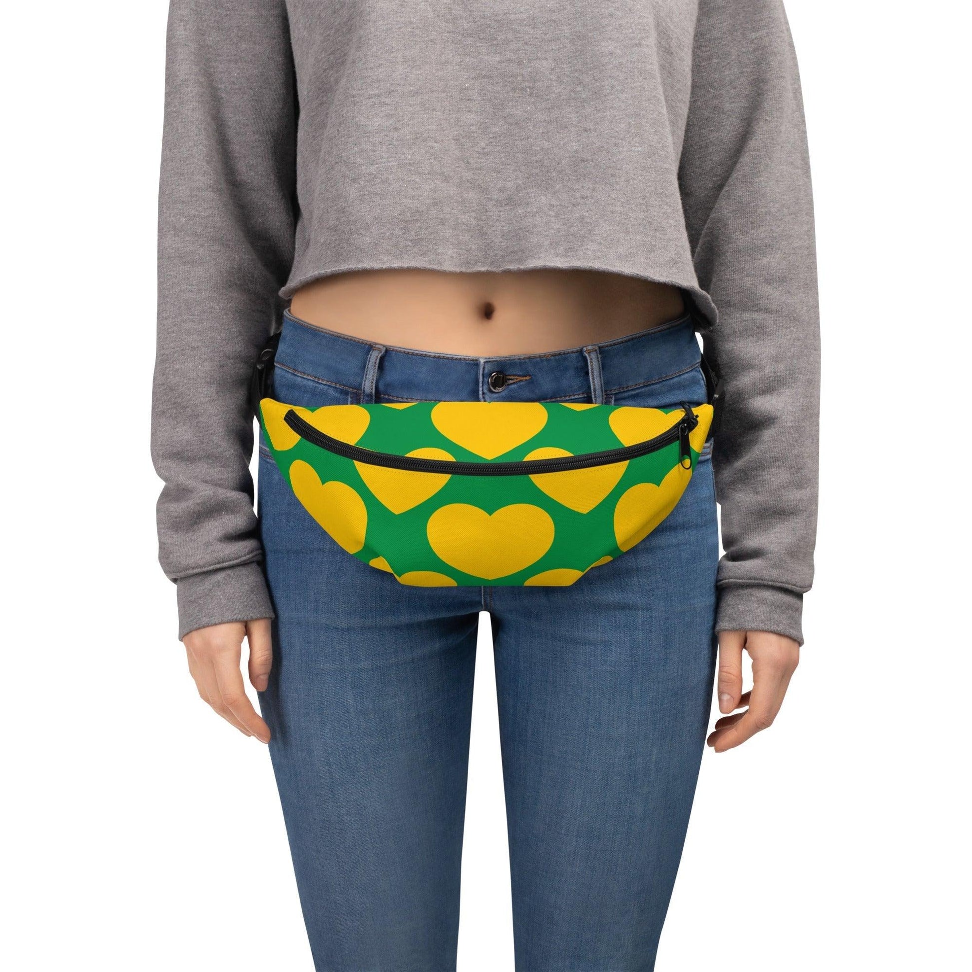 Fanny Pack - ELLIE LOVE yellow green - Bold Heart Print