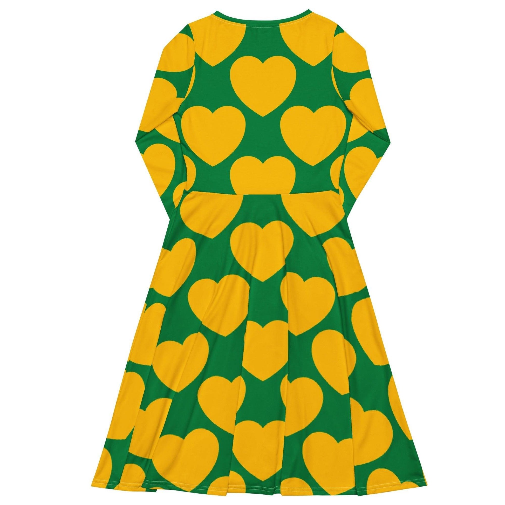 Midi dress - ELLIE LOVE yellow green - Bold heart print