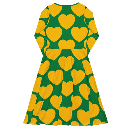 Midi dress - ELLIE LOVE yellow green - Bold heart print