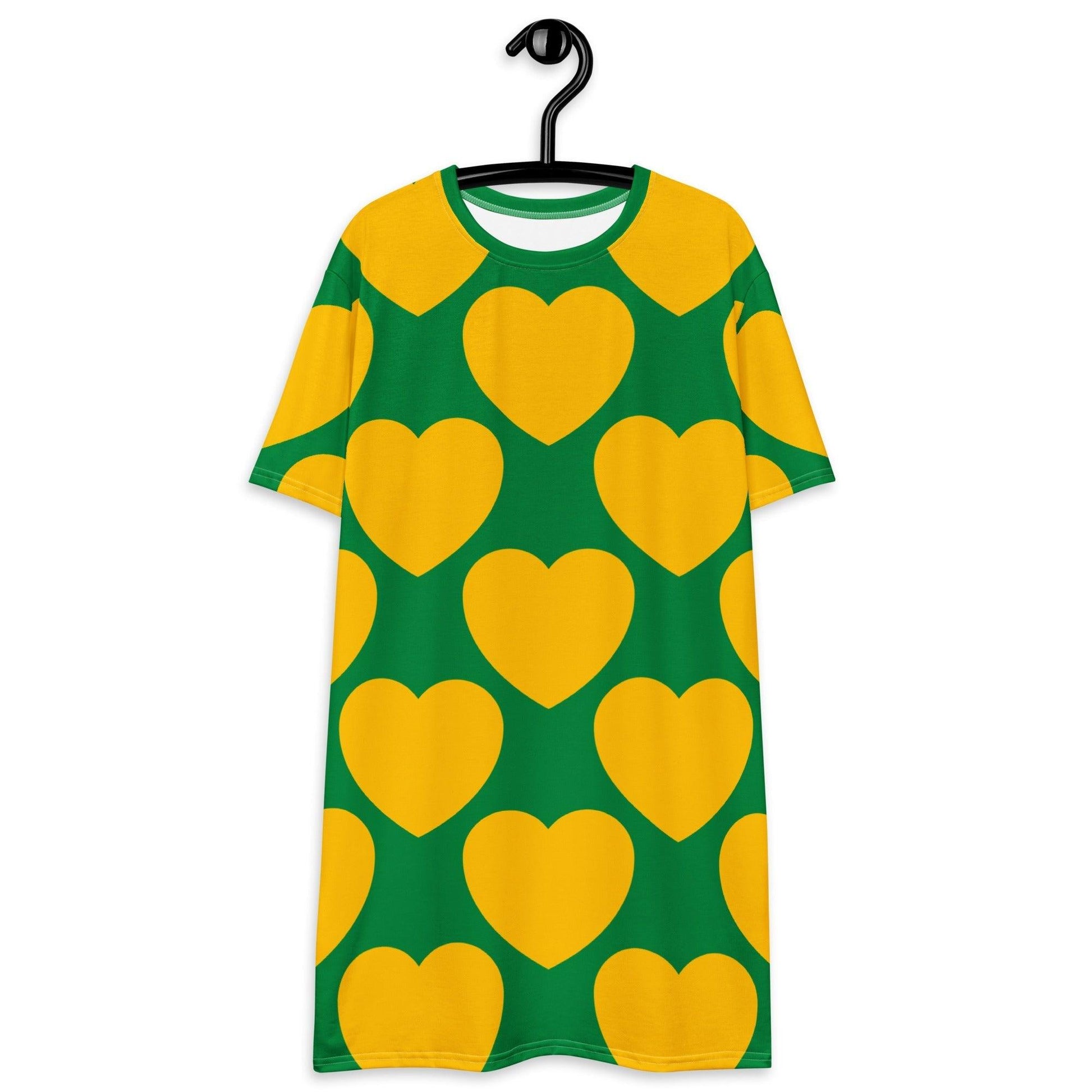 T-shirt dress - ELLIE LOVE yellow green - Bold heart print 6XL