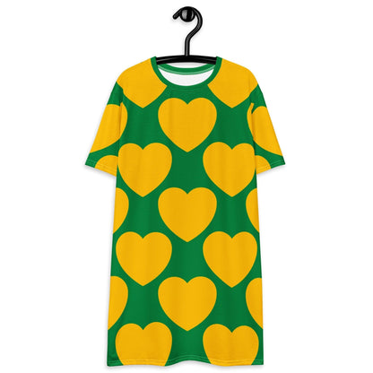 T-shirt dress - ELLIE LOVE yellow green - Bold heart print 6XL