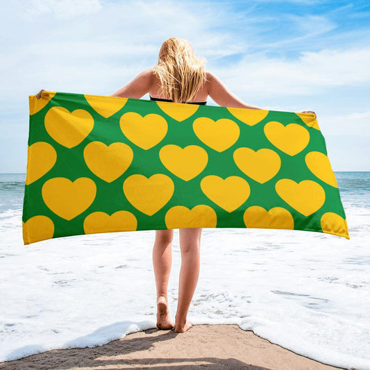Towel - ELLIE LOVE yellow green - Bold Heart Print