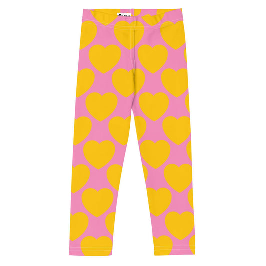 Kids' Leggings -2- ELLIE LOVE yellow pink - Bold Heart Print